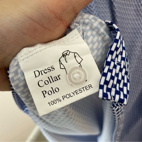 NWOT Collars & Co. Vantage Blue White Relaxed Flex Polo in Size Large - Picture 6 of 7